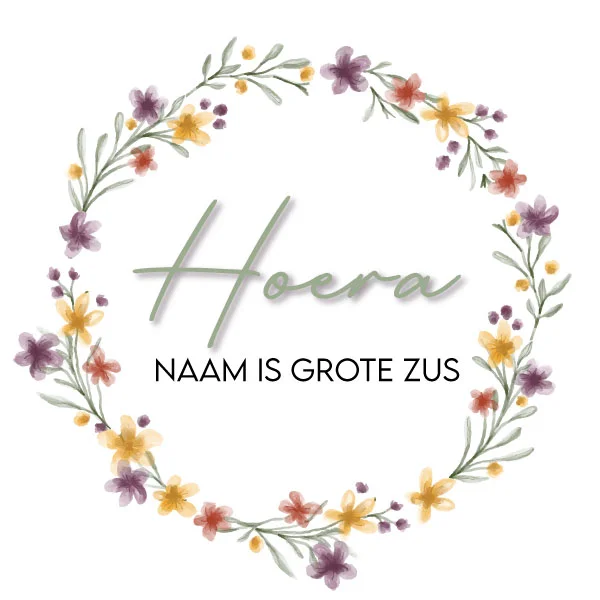 Bloemen krans naam zus label